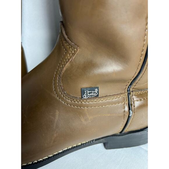 Justin Basics Boots Mens Size 10.5 D brown ￼ Leather Western Cowboy Slip On USA